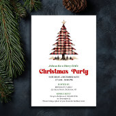 Chic Red Black Plaid Christmas Party Invitation 招待状