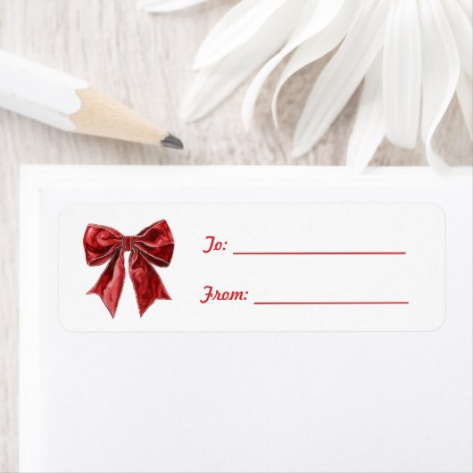 Chic Red Bow Christmas ラベル (インサイチュ)