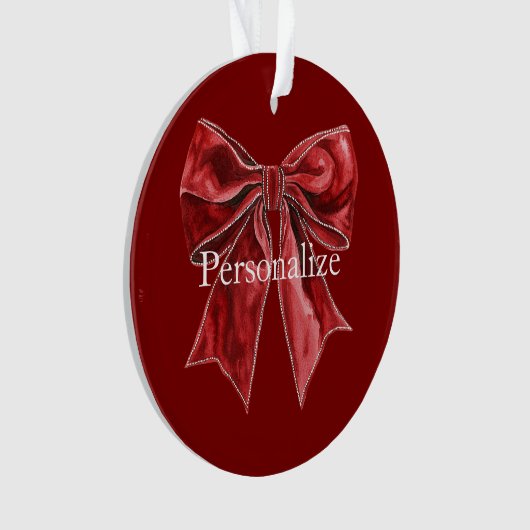 Chic Red Bow Personalized オーナメント (正面)