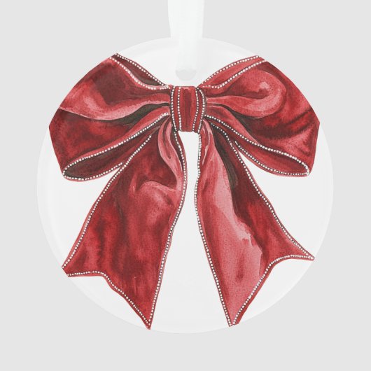 Chic Red Bow Personalized オーナメント (裏面)