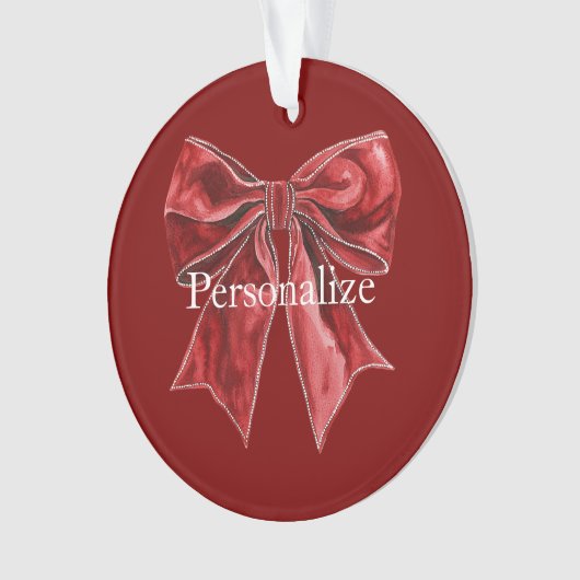 Chic Red Bow Personalized オーナメント (正面)