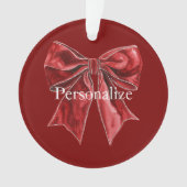 Chic Red Bow Personalized オーナメント (正面)