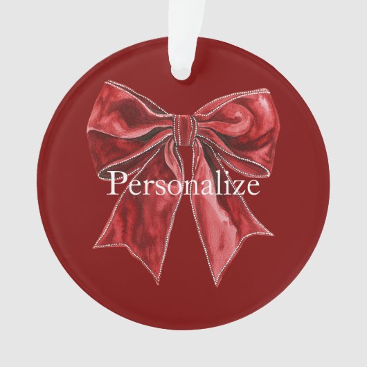 Chic Red Bow Personalized オーナメント (正面)