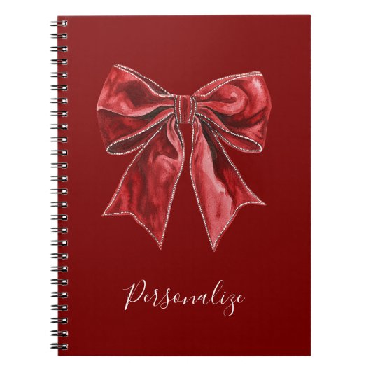 Chic Red Bow Personalized ノートブック (正面)