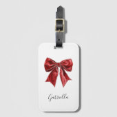 Chic Red Bow Personalized ラゲッジタグ (正面縦)