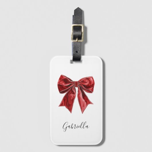 Chic Red Bow Personalized ラゲッジタグ (正面縦)