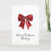 Chic Red Bows Christmas カード (正面)