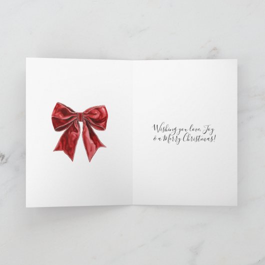Chic Red Bows Christmas カード (内部)