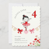 Chic Red Coquette Ballerina Birthday LPM26 招待状 (正面)
