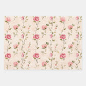 Chic Red Cream Love Hearts Wedding ラッピングペーパーシート (正面2)