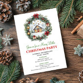 Chic Red Green Holiday Scene Party Invitation Card 招待状