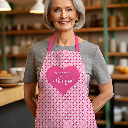 Chic Red Hearts Apron Personalized I Love You Gift エプロン
