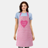 Chic Red Hearts Apron Personalized I Love You Gift エプロン (着用した状態)