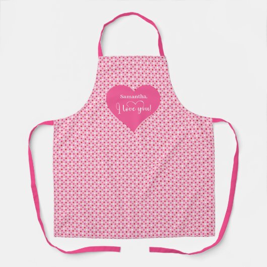 Chic Red Hearts Apron Personalized I Love You Gift エプロン (正面)