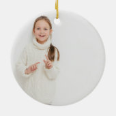 Chic Red Merry Christmas Photo Collage 2025 セラミックオーナメント (裏面)