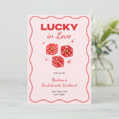 Chic Red Pink Lucky In Love Bachelorette Itinerary 招待状 (スタンド正面)