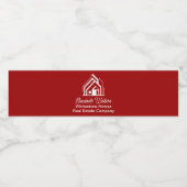 Chic Red Real Estate Company Custom Realtor ペットボトルラベル (シングルラベル)
