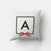 Chic Red Ribbon水玉模様パターンモノグラム クッション (裏面)