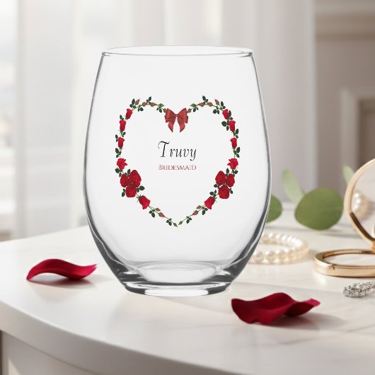 Chic Red Rose Bridesmaid Gift Drinkware Set ステムなしワイングラス