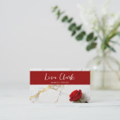Chic Red Rose Marble Gold Makeup Artist Beauty 名刺 (スタンド正面)