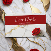 Chic Red Rose Marble Gold Makeup Artist Beauty 名刺
