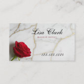 Chic Red Rose White Marble Gold Vein Makeup Artist 名刺 (正面)