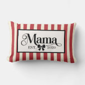 Chic Red Striped Custom Mama Keepsake ランバークッション (正面)