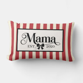 Chic Red Striped Custom Mama Keepsake ランバークッション
