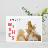 Chic Red Warm Wishes Two Beach Family Photo  シーズンカード (スタンド正面)