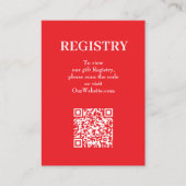Chic Red Wedding Registry QR Code エンクロージャーカード (正面)