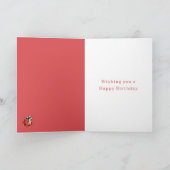Chic Red White Daisy Flower Ladybug Birthday カード (内部)