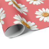 Chic Red White Daisy Flowers Birthday ラッピングペーパー (ロールコーナー)