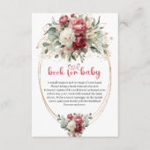 Chic Red White Gold Floral Book Request Card エンクロージャーカード (正面)