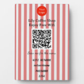 Chic Red & White Stripes QR Code Wifi フォトプラーク (正面)