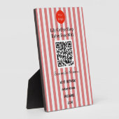 Chic Red & White Stripes QR Code Wifi フォトプラーク (側面)