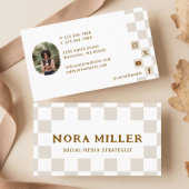 Chic Retro Checkered Pattern Content Creator Photo 名刺