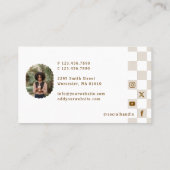 Chic Retro Checkered Pattern Content Creator Photo 名刺 (裏面)