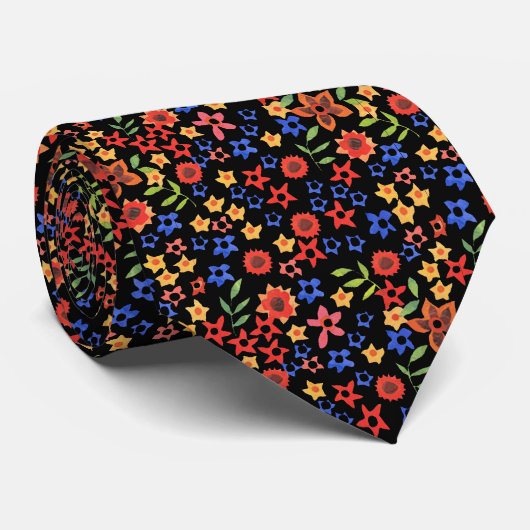 Chic Retro Floral Print Custom Unisex Necktie ネクタイ (ロール)