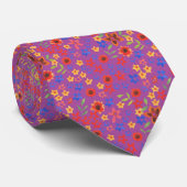 Chic Retro Floral Print on Magenta Unisex Necktie ネクタイ (ロール)