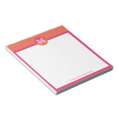 Chic Retro Pink Orange Geometric Modern Monogram ノートパッド (アングル)