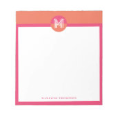 Chic Retro Pink Orange Geometric Modern Monogram ノートパッド (正面)