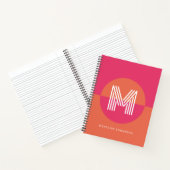 Chic Retro Pink Orange Geometric Modern Monogram ノートブック (内部)