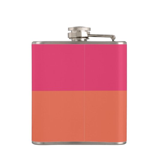Chic Retro Pink Orange Geometric Modern Monogram フラスク (裏面)