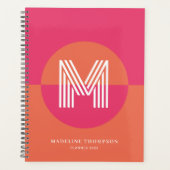 Chic Retro Pink Orange Geometric Modern Monogram プランナー手帳 (正面)