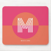 Chic Retro Pink Orange Geometric Modern Monogram マウスパッド (正面)