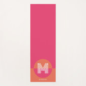 Chic Retro Pink Orange Geometric Modern Monogram ヨガマット (正面)
