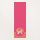 Chic Retro Pink Orange Geometric Modern Monogram ヨガマット (裏面)