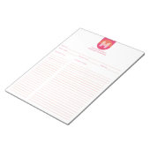 Chic Retro Pink Orange Geometric Monogram Recipe ノートパッド (アングル)