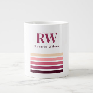 Chic Retro Stripes Monogram Coffee Mug ジャンボコーヒーマグカップ
