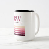 Chic Retro Stripes Monogram Coffee Mug ツートーンマグカップ (正面右)